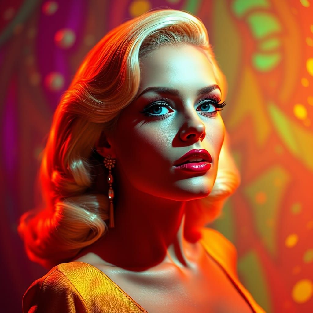 Hyper-Realistic Portrait of Mamie Van Doren in Digital Art S...