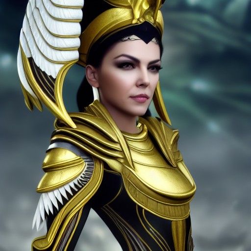 Egyptian Queen with Dove Wings in Sci-Fi Armor