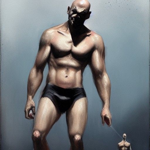 Sinister Bald Man in Speedos, Rutkowski Style