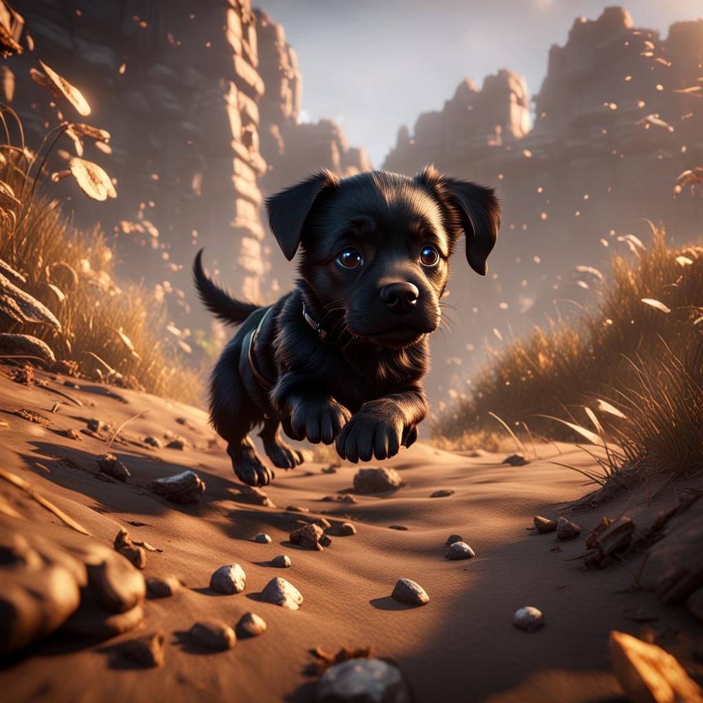 Black Puppy 3D Game Cinematic Rendering