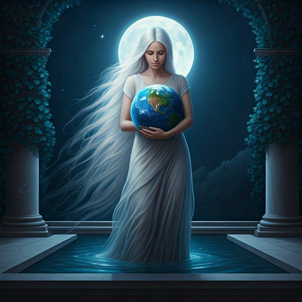 Earth Mother Goddess in Elegant Oil Painting Style