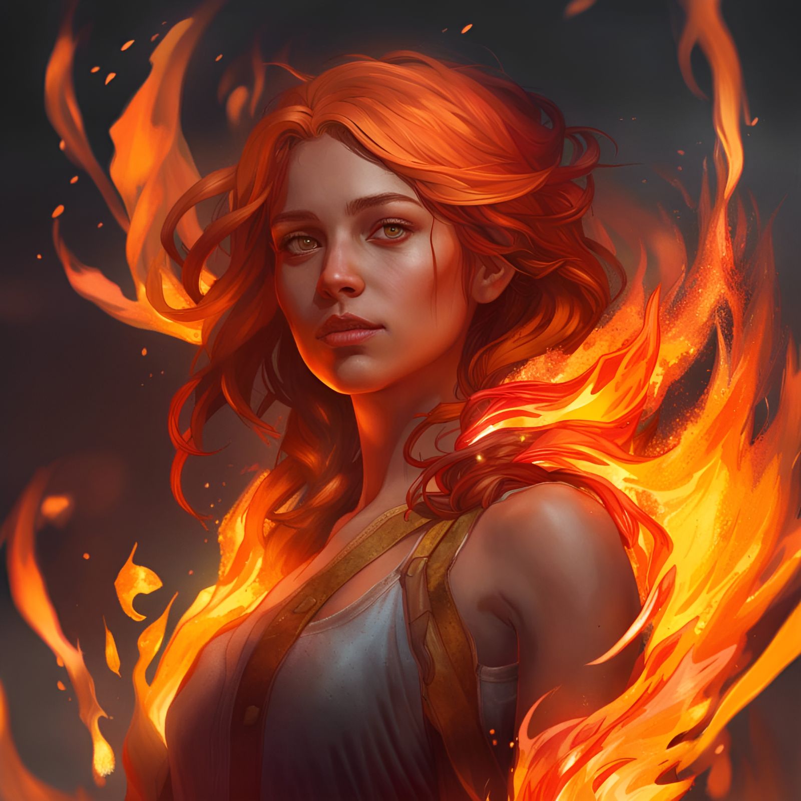 Fiery Girl: Hyperdetailed Concept Art Portrait