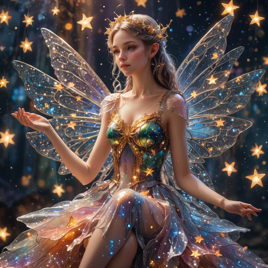 Fairy on a Star in Sparkling Splash Art