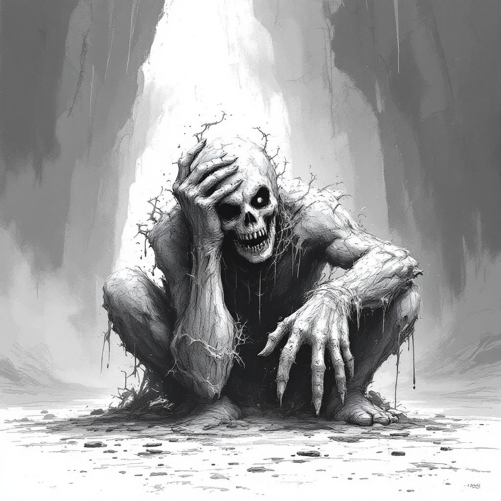 Crying Haunted Ancient Figure