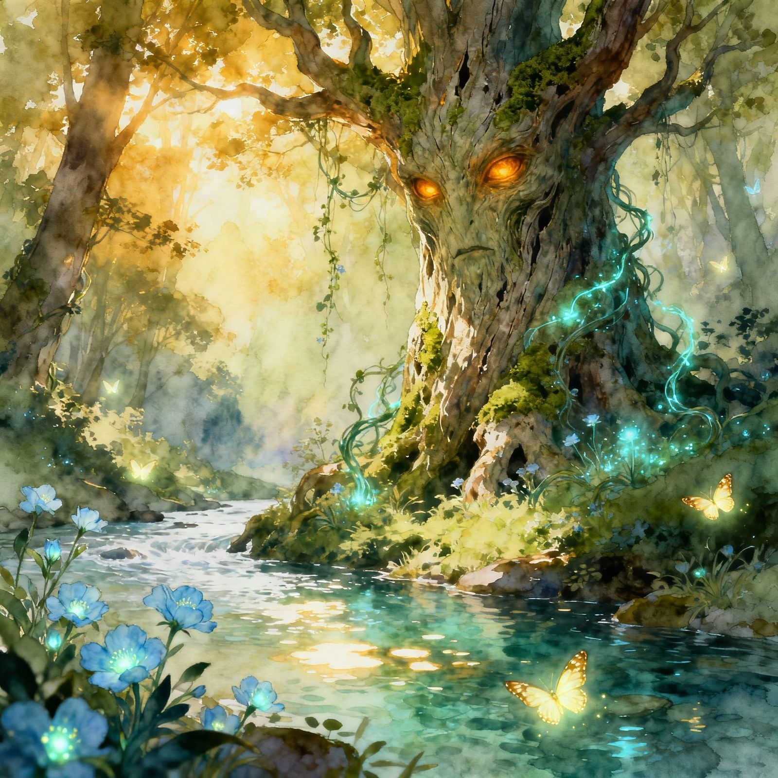 Ancient Tree Spirit Guards Enchanted River