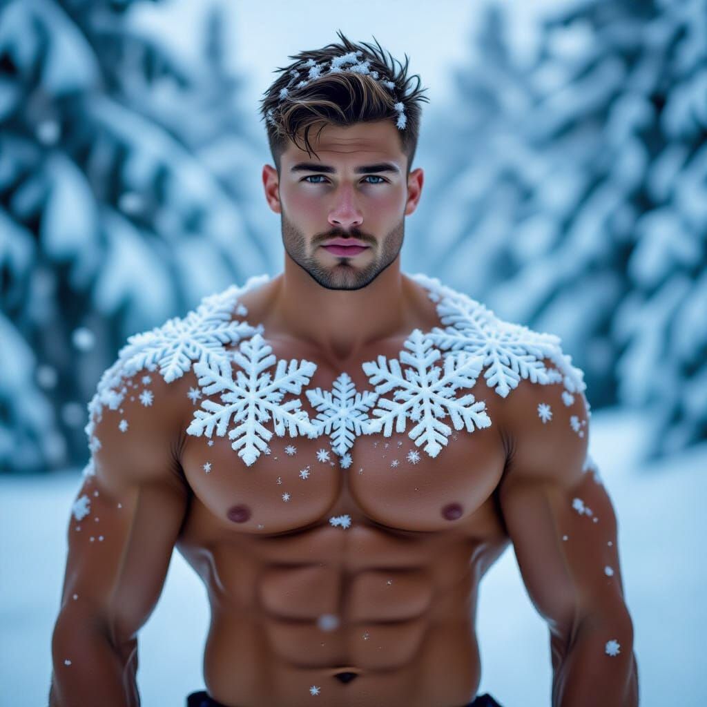 Snowflake Man in Moody, Cinematic Lighting