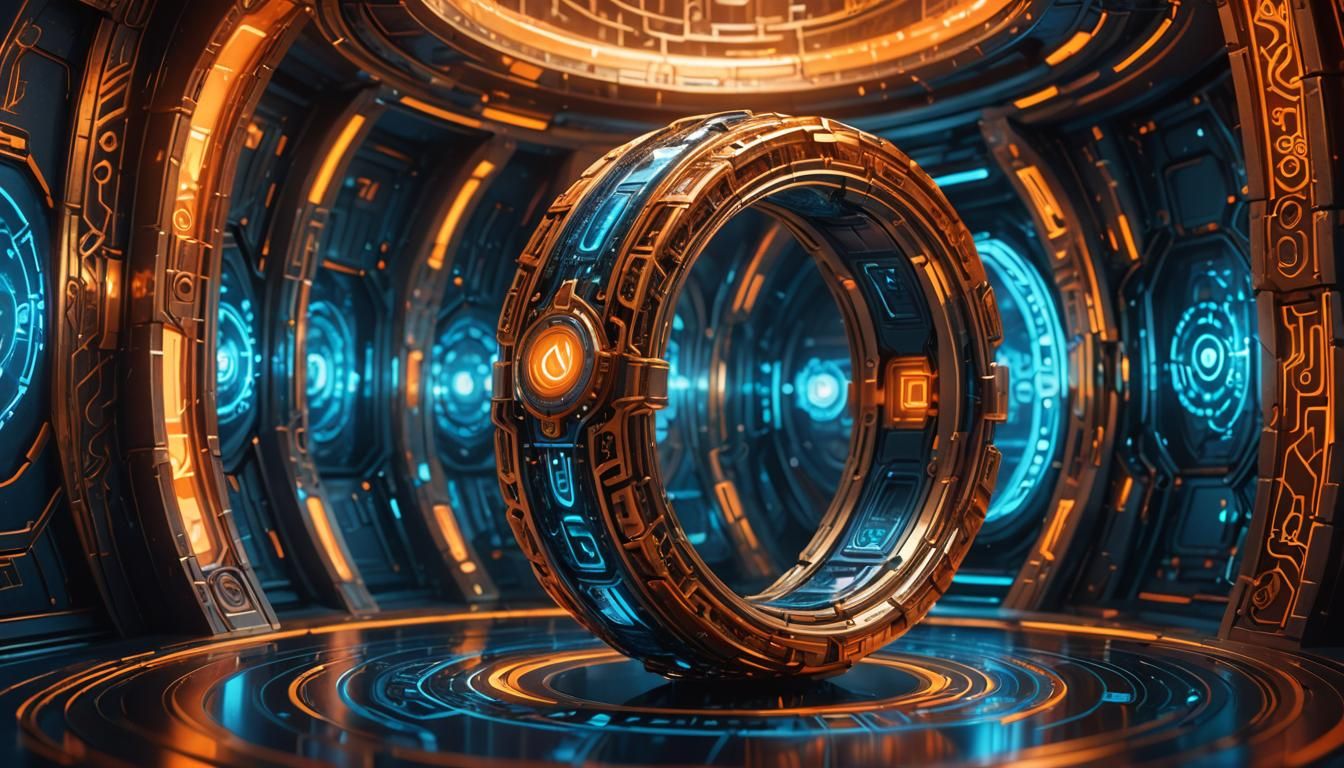 Futuristic Wrist Device in Sleek Chamber