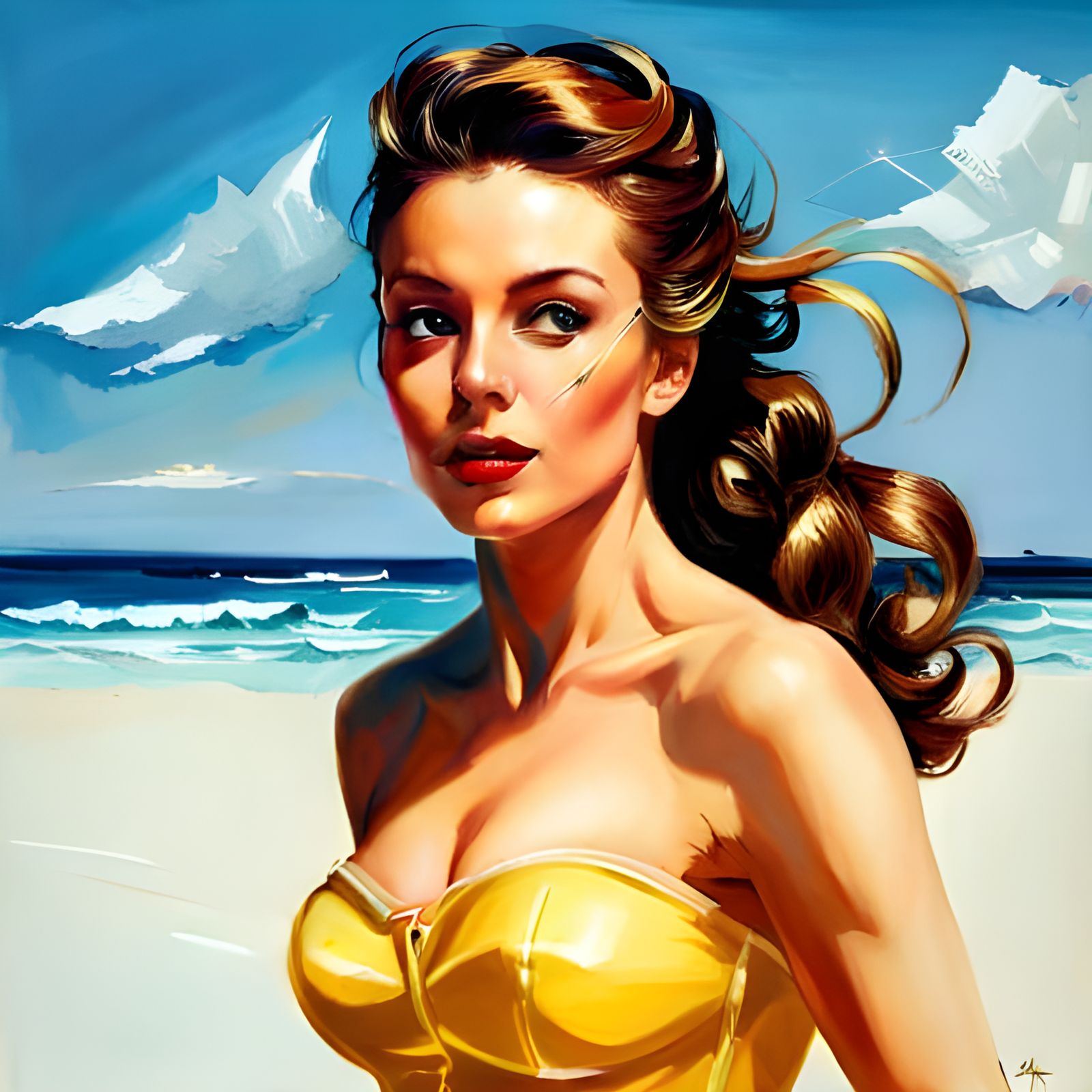 Belle as Pin-Up Girl on the Beach