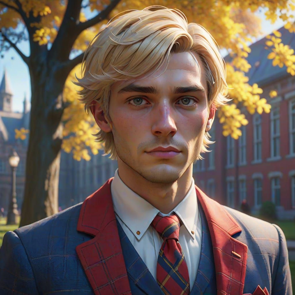 Elegant Young Scholar in Traditional English Attire