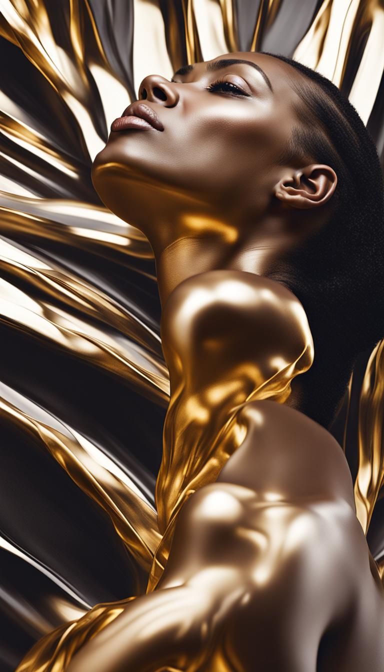 Golden Woman Portrait in Flawless Style