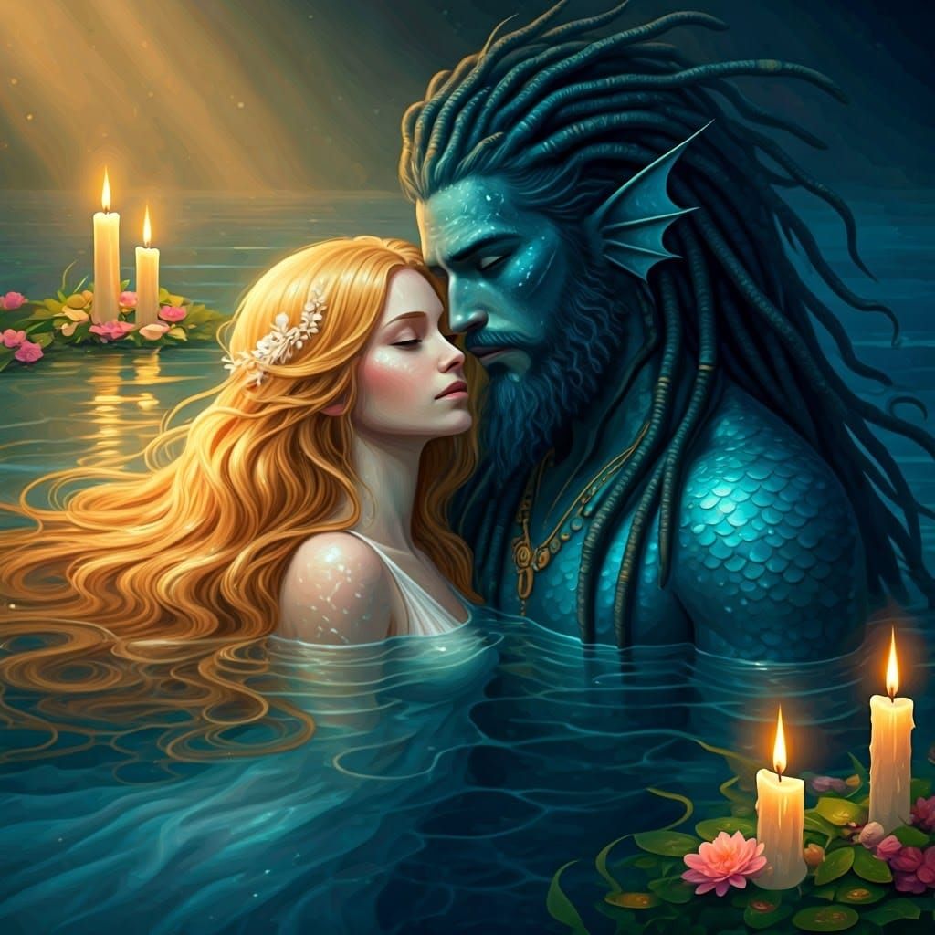 Serene Mermaid Goddess in an Underwater Oasis