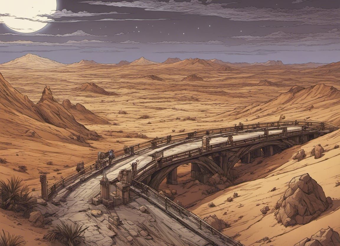 Desert Bridge in Comic Book Style