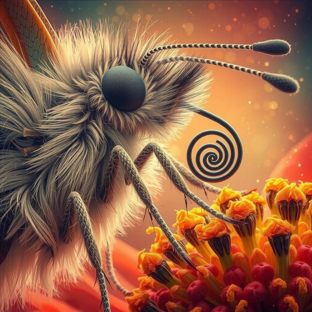 Butterfly Drinks Nectar from a Vibrant Flower in Hyper-Reali...