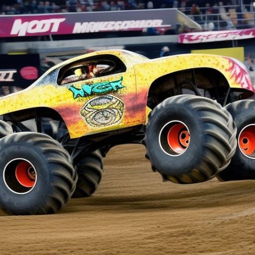 Glazed Donut Monster Truck Jump: Realistic Cinematography