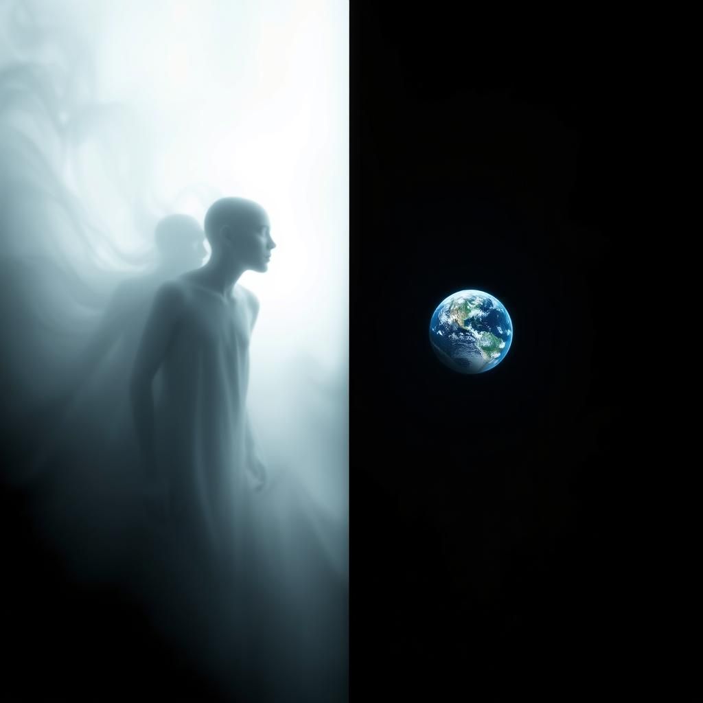 Luminous Beings Gaze Upon Earth in Radiant, Cinematic Scene