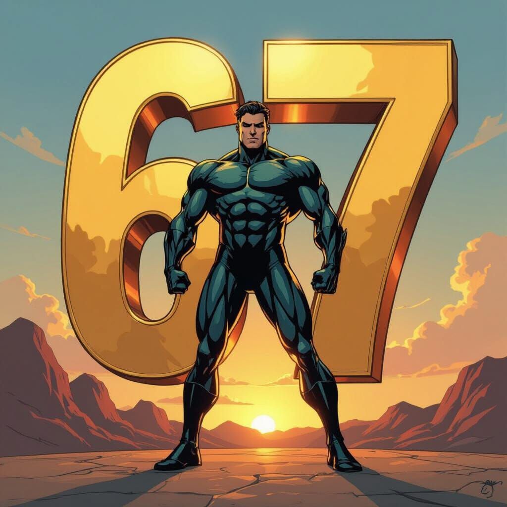 Heroic Number 67 and Human in Golden Hour Light