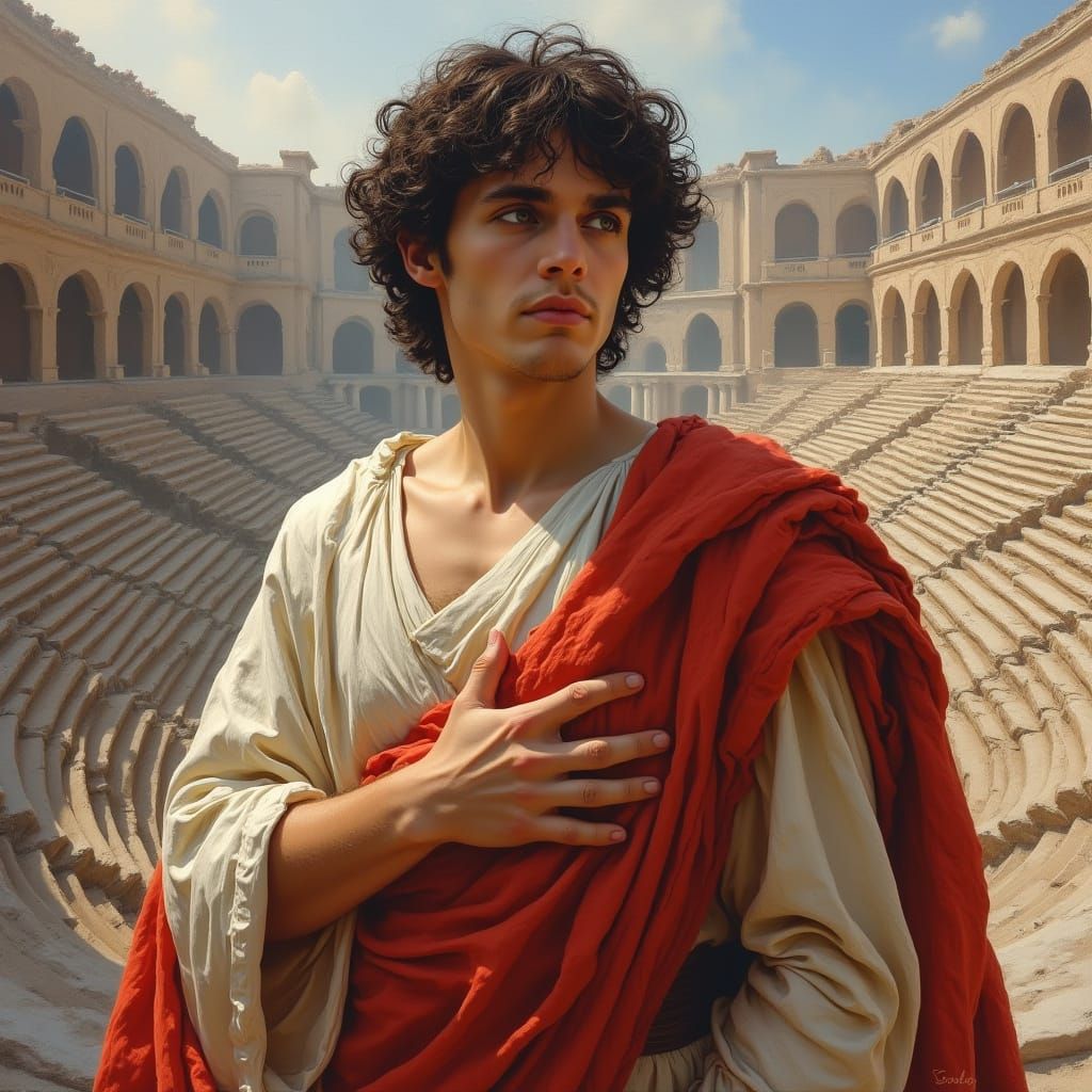 Ethereal Portrait of St. Genesius in Impressionist Style