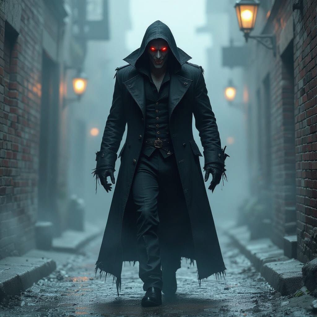 Menacing Vampire in Gothic Alleyway