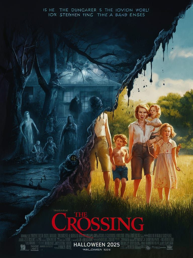 Eerie Movie Poster: Dimensions Collide in Retro Horror