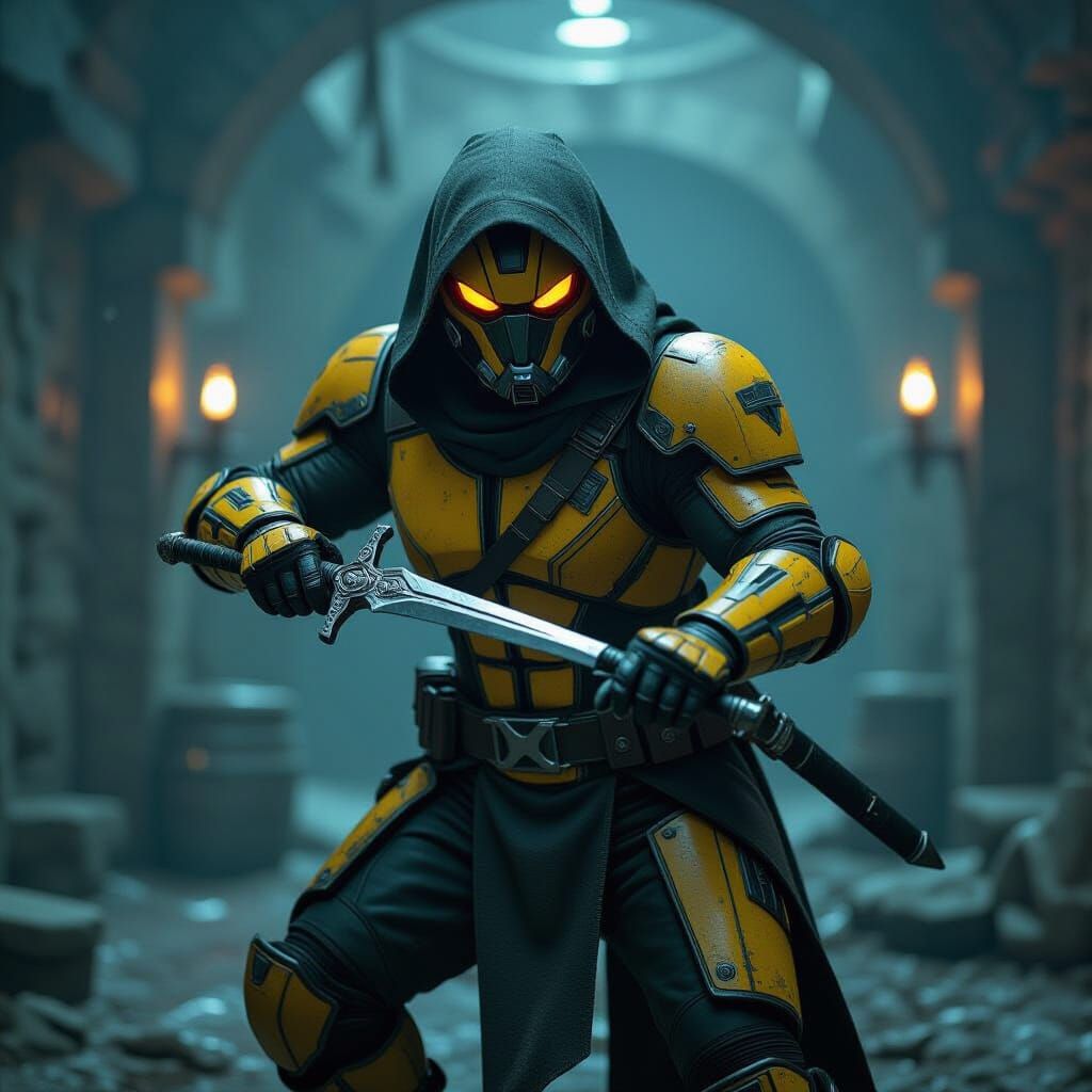 Bumblebee as Human Rogue Sneak Attack, Cinematic Film Still