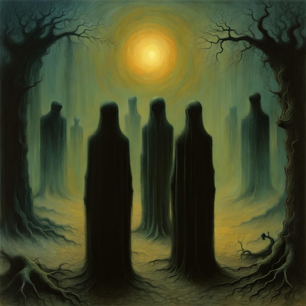 Surreal Witches in a Dystopian Landscape