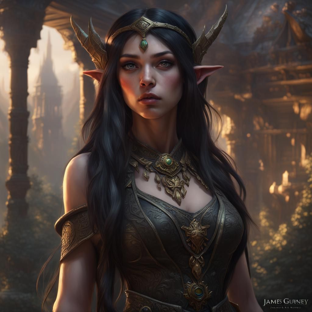 Epic Elf Priestess in Detailed Digital Painting