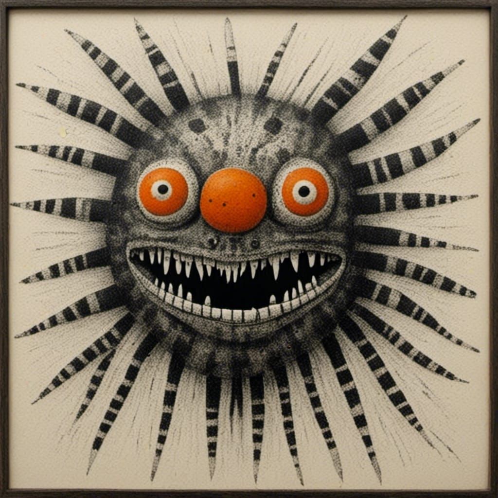 Naive Art Creature with Sharp Teeth