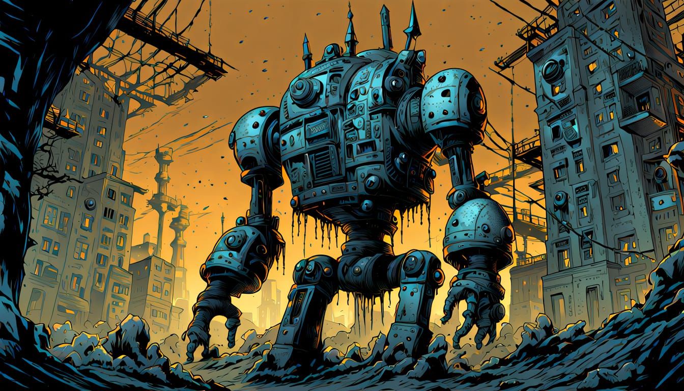 Ancient Automaton Sentinel in Decaying Metropolis