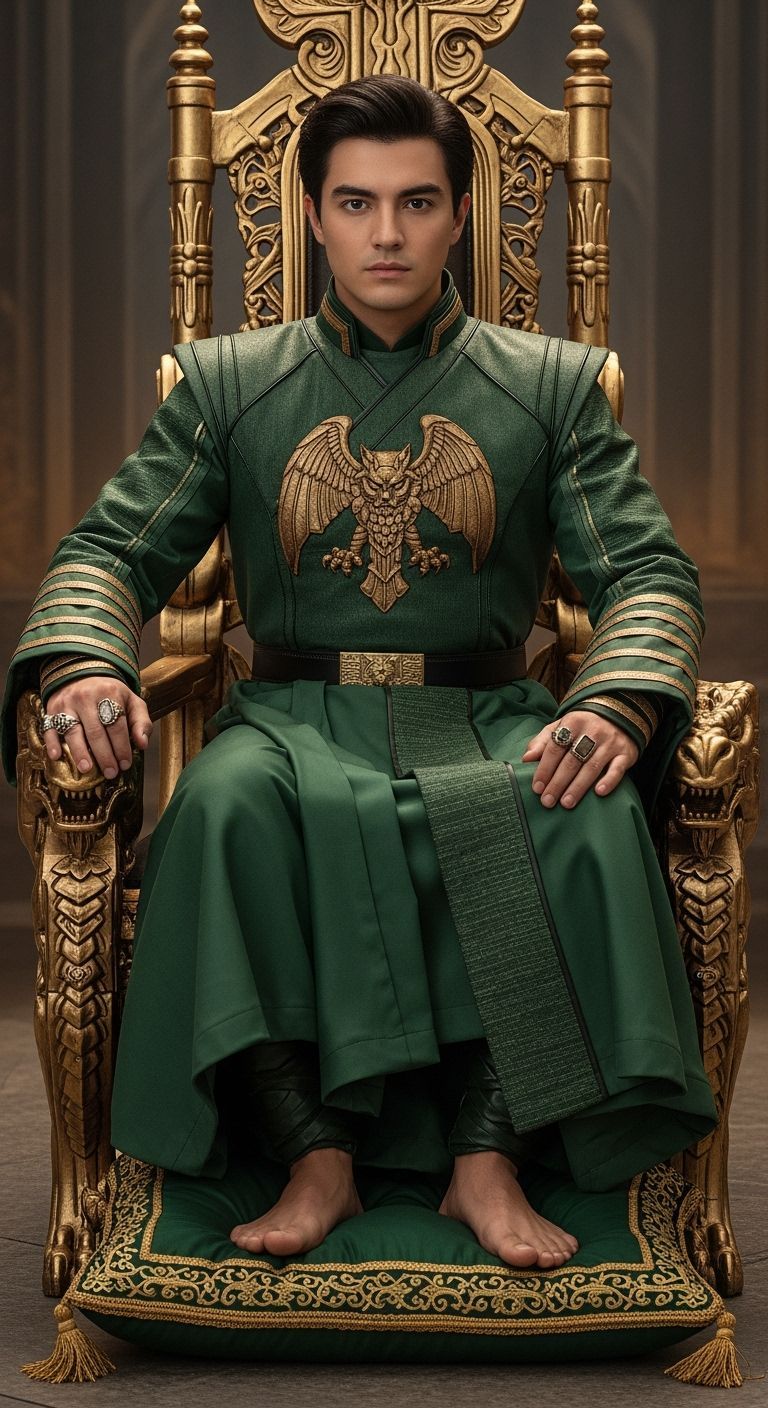 Youthful Mandarin on Dragon Throne, Professional Photography