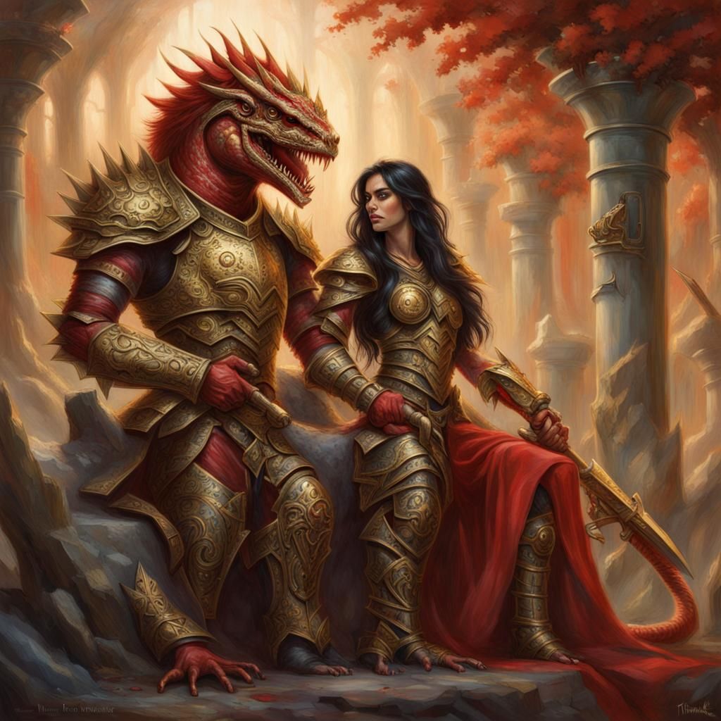 Lizardman King and Queen on Thrones, Ethereal Fantasy