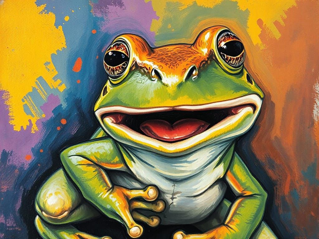 Surprised Frog in Vibrant Triadic Colors