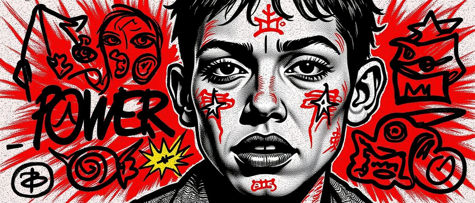 Basquiat-Inspired Portrait with Graffiti Elements