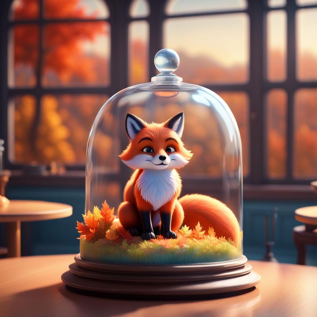 Miniature Autumn Canadian Landscape in Glass Dome