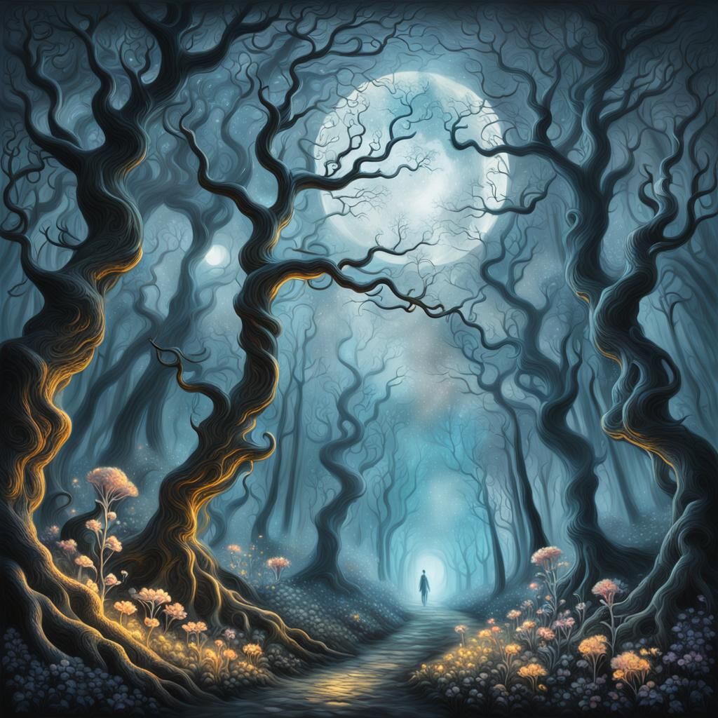 Ethereal Forest: A Surrealist Oil Painting