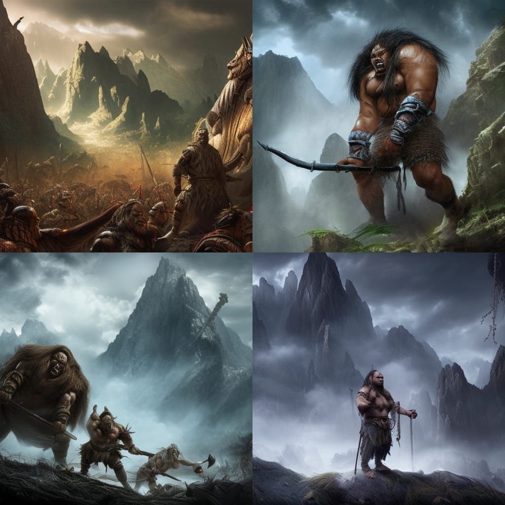 Orc General Leading Battle in Wilderness: Digital Painting