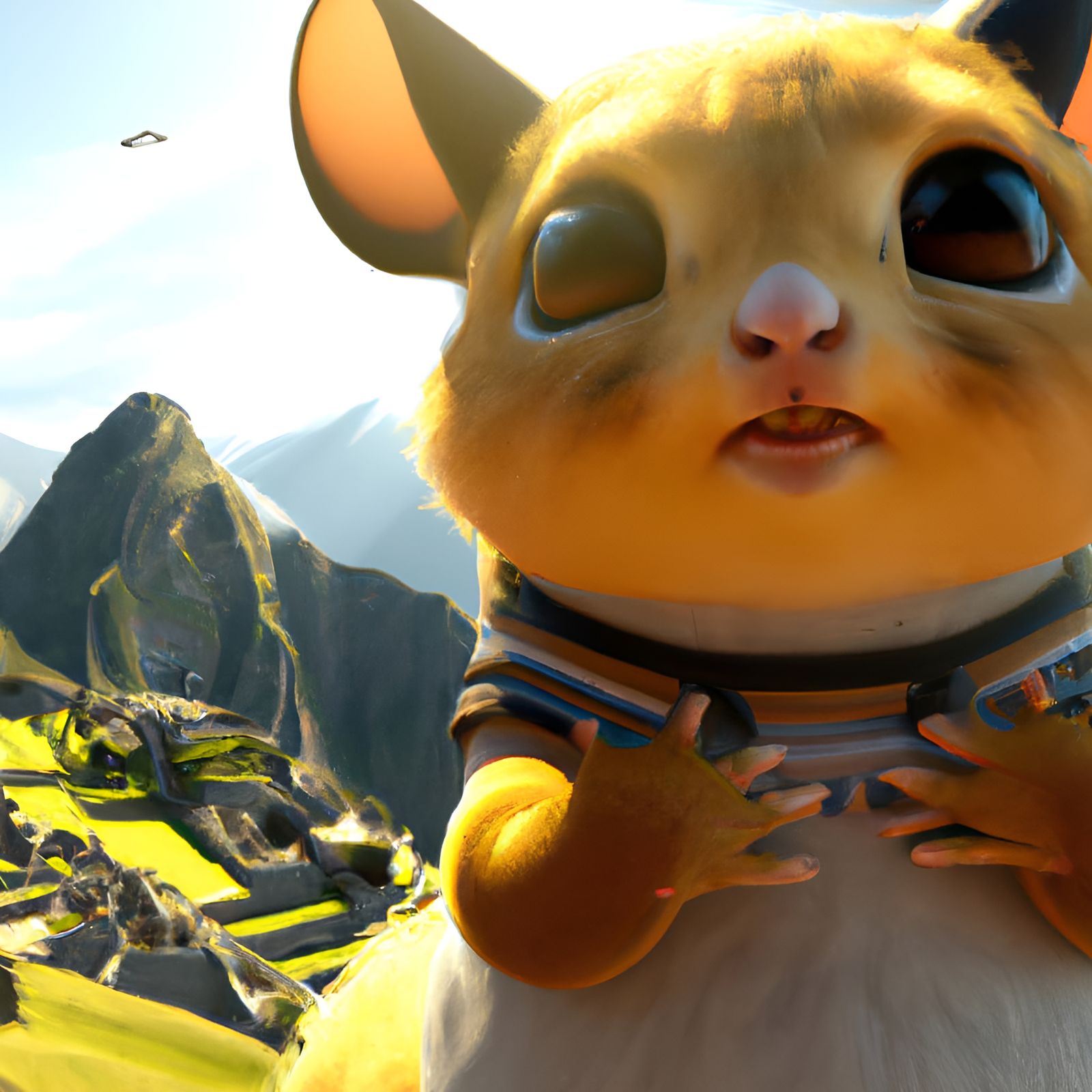 Adorable Pichu at Machu Picchu: 3D Digital Painting