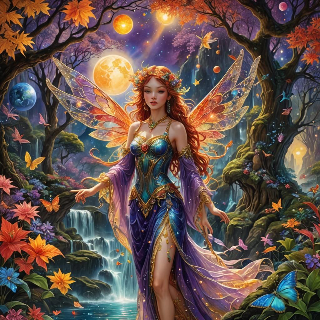 Enchanting Fairy in Celestial Landscape
