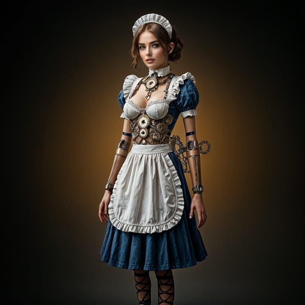 Clockwork Maid Doll with Exposed Mechanical Parts