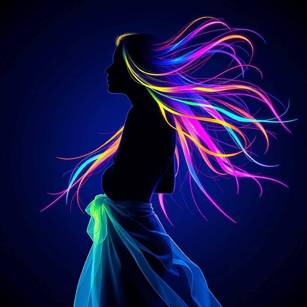 Neon Goddess in Cosmic Glory