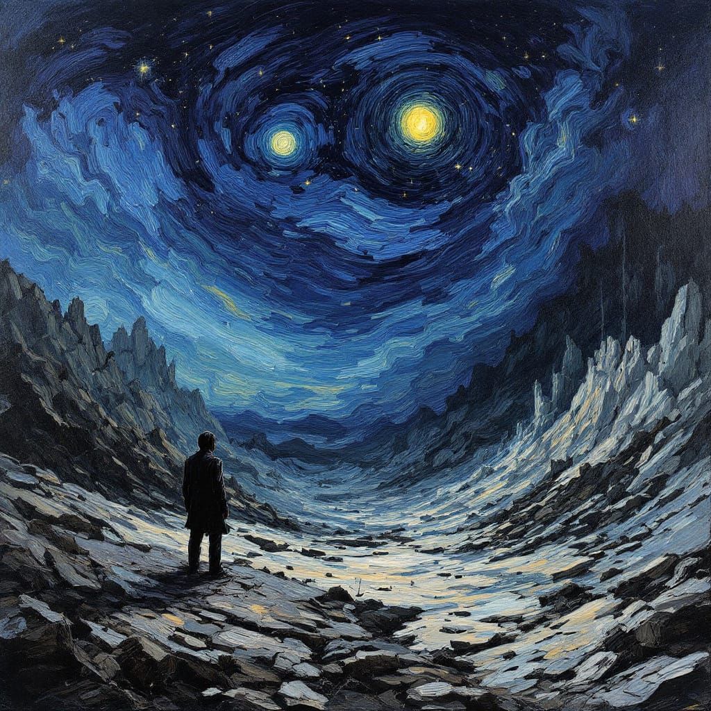 Desolate Landscape of Despair in Textured Oil Paint