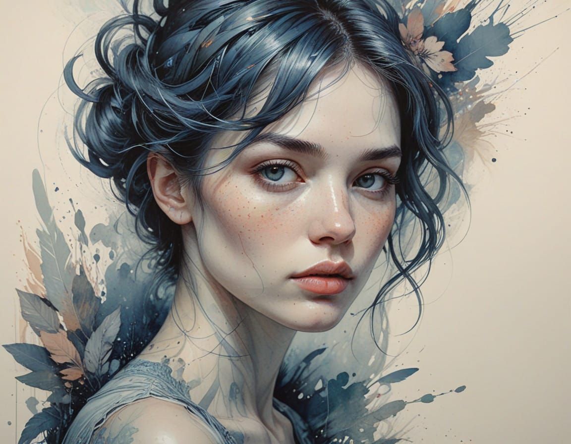 Mixed Media Portrait in Soft, Ethereal Colors