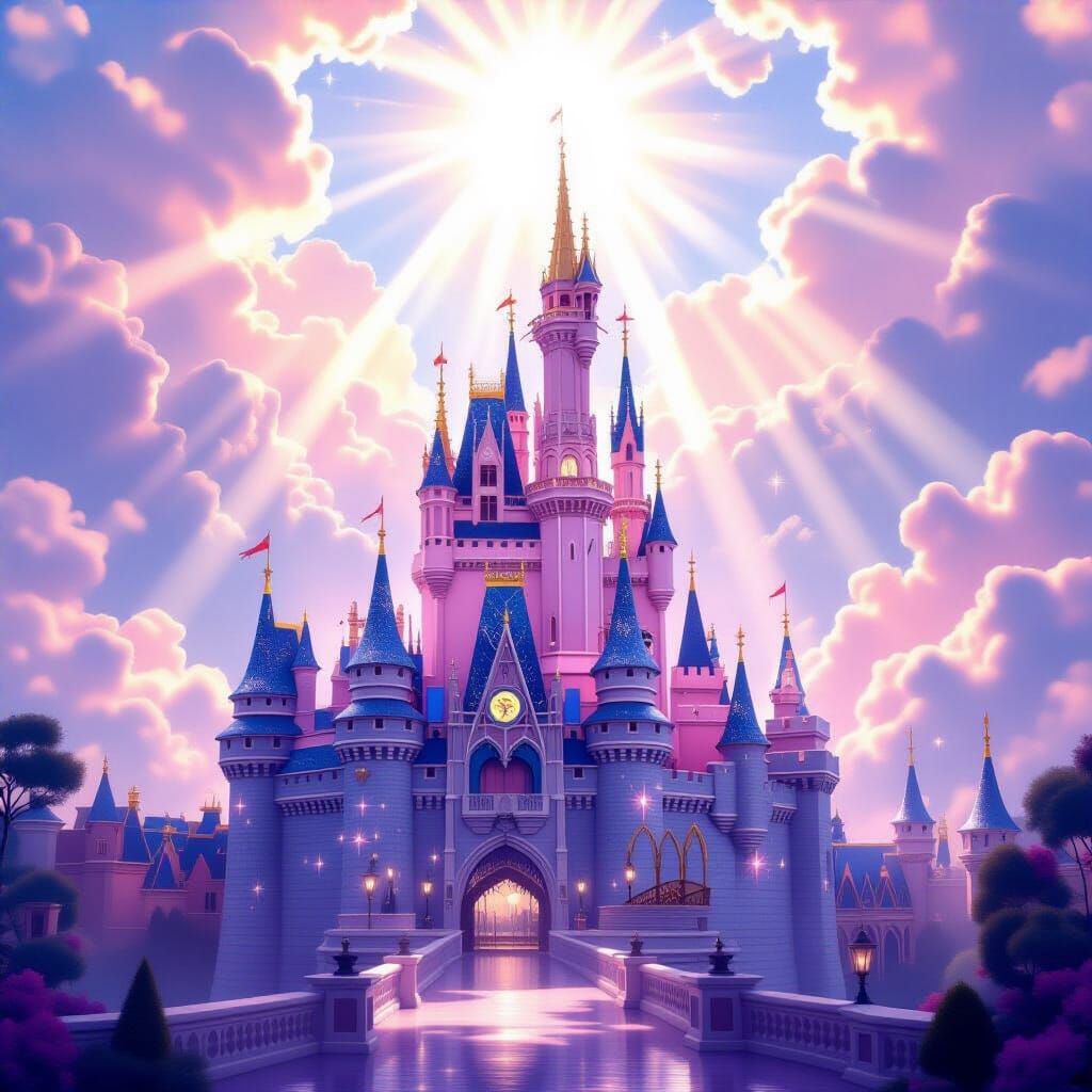 Colossal Pink Castle in Heavenly Sunshine