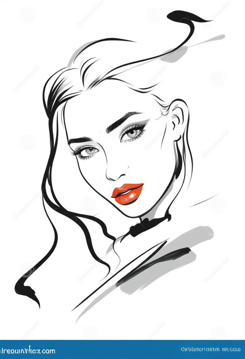 Minimalist Line Art of Woman in Hat