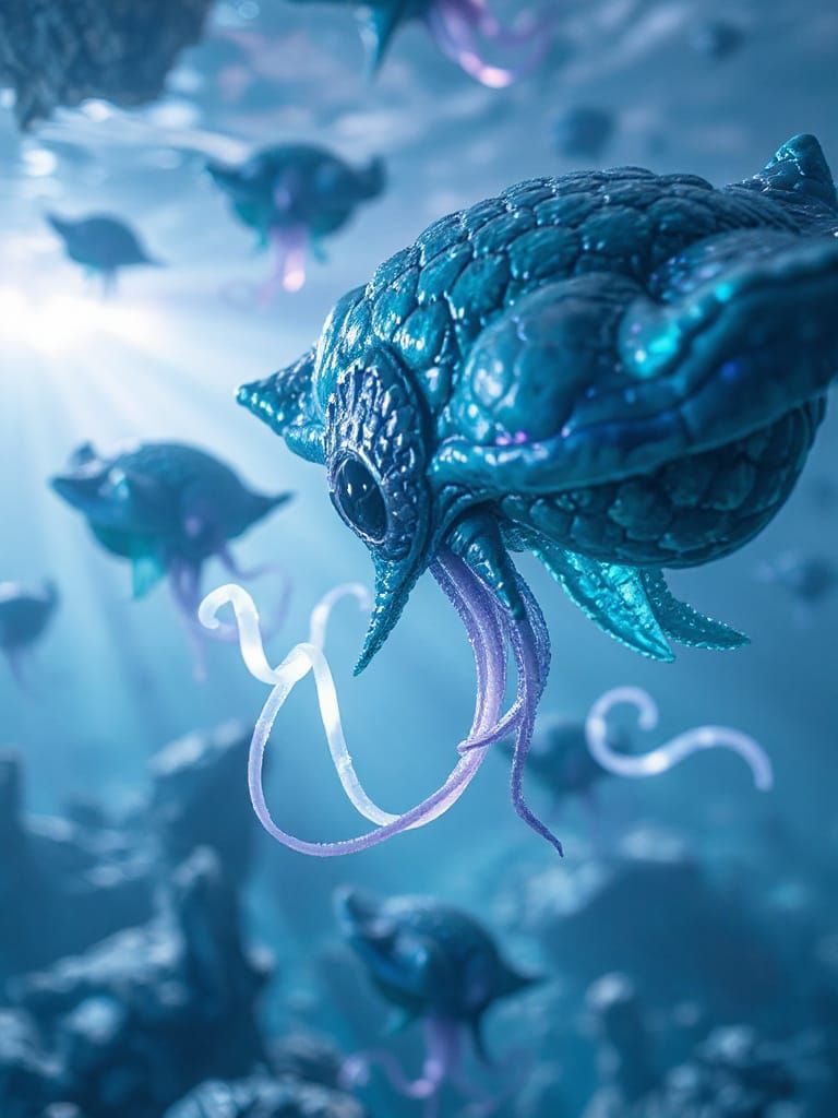 Surreal Alien Ocean with Bioluminescent Flora