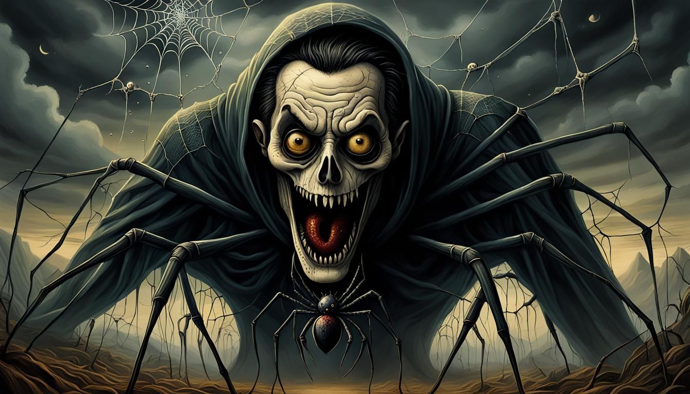 Pagan with Spiderweb Eyes: A Surreal Depiction