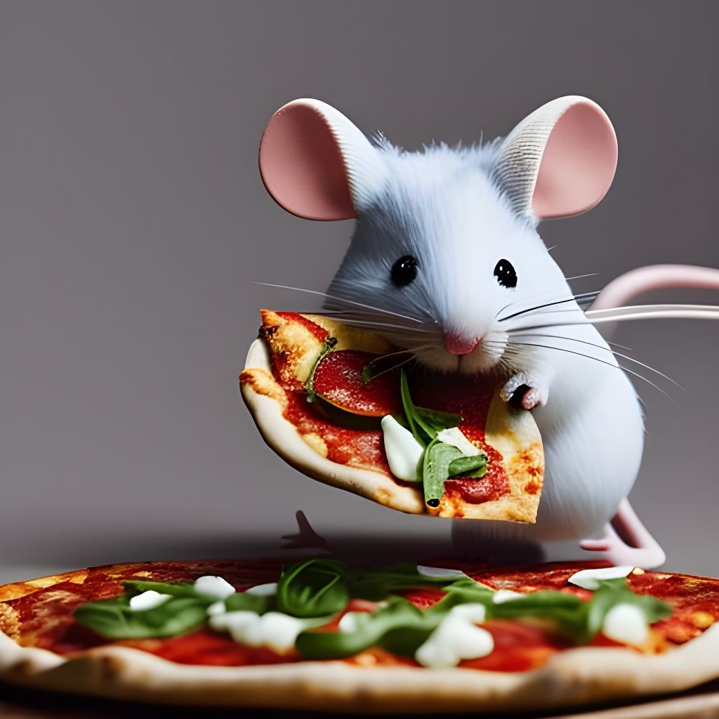 Mouse Eating Pizza: Detailed Photography in Potter Style