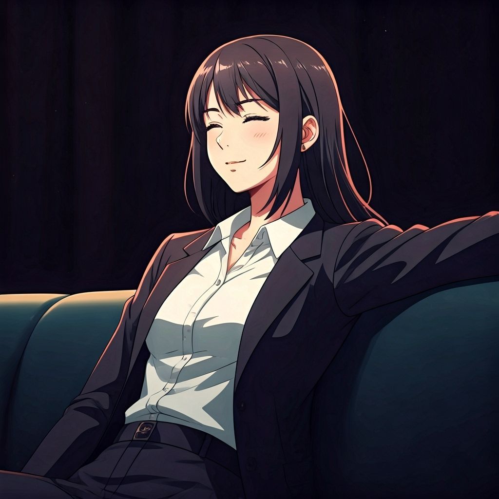 Glamorous Lady Relaxing on Couch After Work