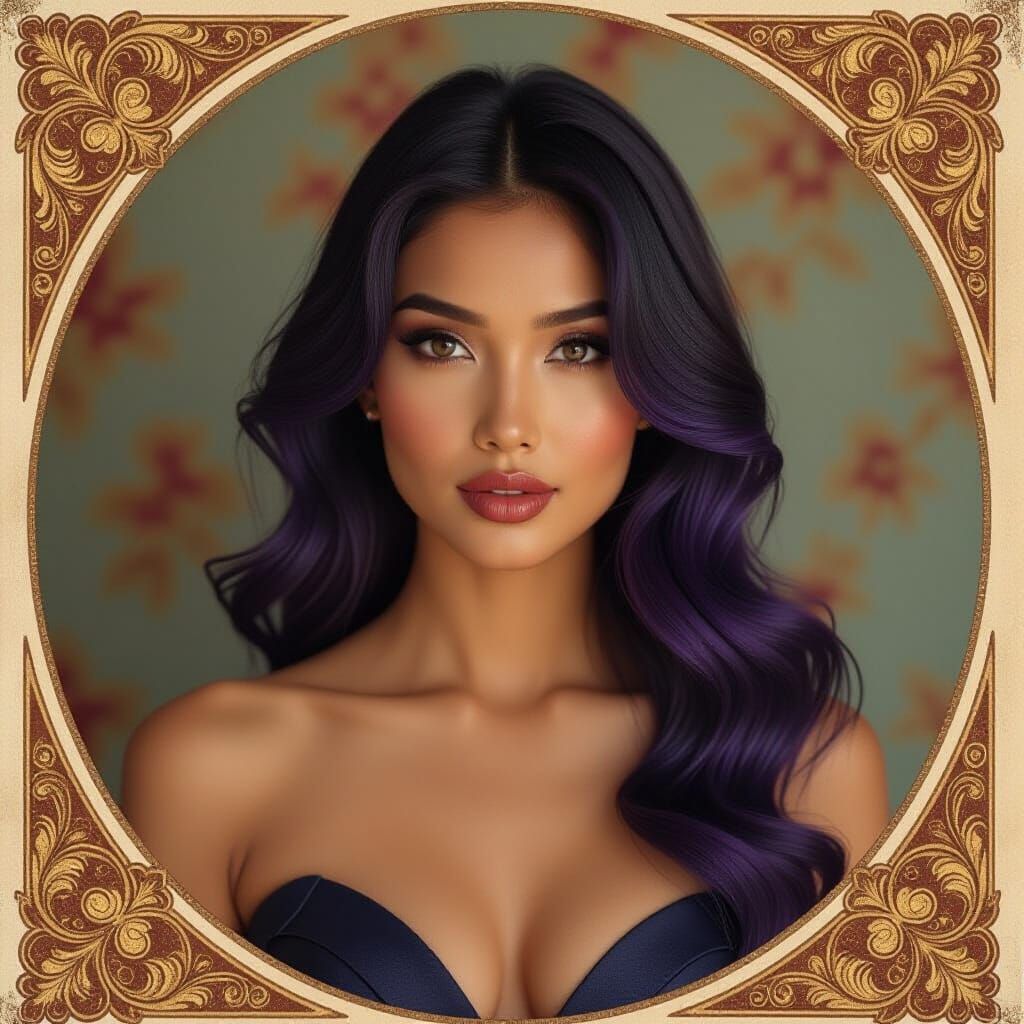 Malay Woman Portrait in Renaissance Engraving Style