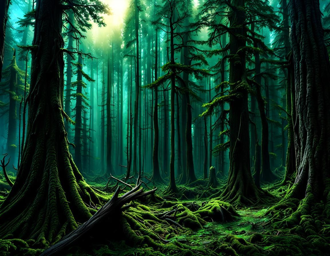 Mystical Drow Forest: Detailed Matte Painting