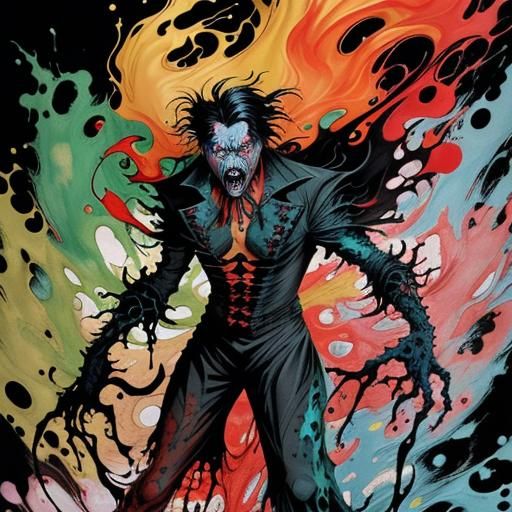 Ghostly Dracula in Liquid Watercolor Style